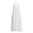 thumbnail image 4 of YMNXA Womens Summer Dress Sleeveless Halter Neck Solid Color Comfortable Loose Fit Dresses With Pockets For Casual Daily Wear,White,L, 4 of 4