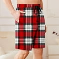 thumbnail image 6 of Mens Shorts Drawstring Elastic Waist Plaid Pocket Sleep Shorts Casual Lounge Bermuda Shorts Red XXXL, 6 of 6