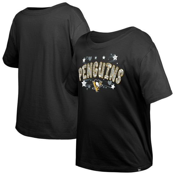 Girl's Youth New Era  Black Pittsburgh Penguins Flip Sequin T-Shirt