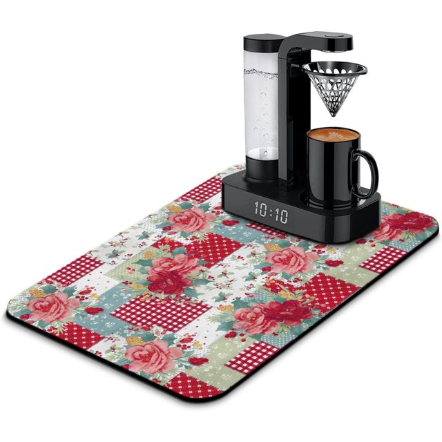 Fun Coffee Mat 23inx15in,Coffee Bar Mat for Countertops,Absorbent Hide Stain Anti-Slip Coffee Bar Accessories Fit Under Coffee Machine Mat,dish Drying Mats for Kitchen