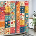 thumbnail image 2 of Vintage Patchwork Floral Shower Curtain Colorful Patch Boho Flowers Country Plant Wildflowers Botanical Rustic Splicing Farmhouse Girls Fabric Bathroom Decor Curtain Sets with Hooks 72"W x 72"L, 2 of 6