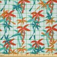 thumbnail image 2 of Ambesonne Tropical Fabric by the Yard Microfiber, Colorful Palm Trees Art, 1 Yard, Scarlet Turquoise Blue, 2 of 2