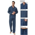 thumbnail image 5 of GLOBAL Men's Cotton Yarn Notch Collar Pajama Set with Pockets, 2-Piece, Sizes S to 3XL, 5 of 5