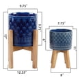 thumbnail image 2 of Flora Bunda CT1536E2-NAVY 10' & 8' Illuminati Ceramic Planter on Wood Stand,Set of 2, 2 of 3