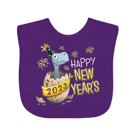 

Inktastic Happy New Years 2023 Dinosaur Hatching Gift Baby Boy or Baby Girl Bib