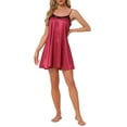 thumbnail image 2 of Noche de inspiración para mujeres, camisón de lencería con encaje, vestido de dormir de satén sedoso, babydoll, cami, pijama corto XL rojo, 2 of 6