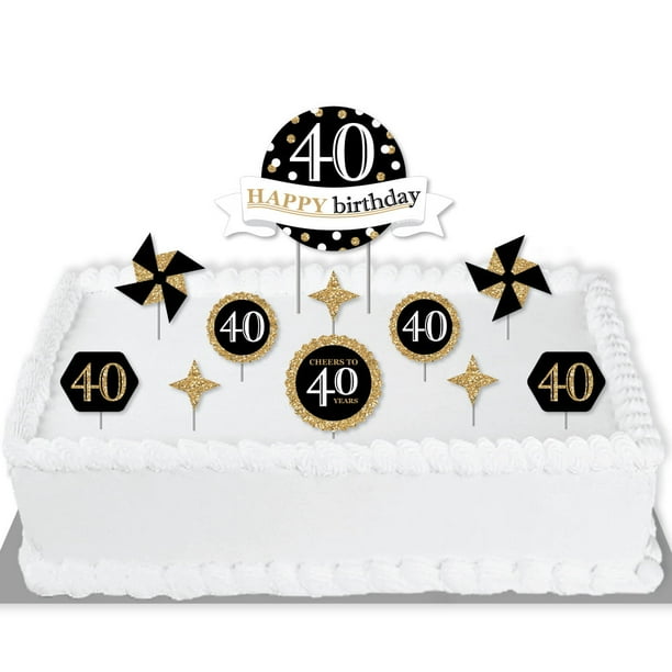 Happy Birthday Cake Topper Walmart Adult 40Th Birthday - Gold - Birthday Party Cake Decorating Kit - Happy  Birthday Cake Topper Set - 11 Pieces - Walmart.com