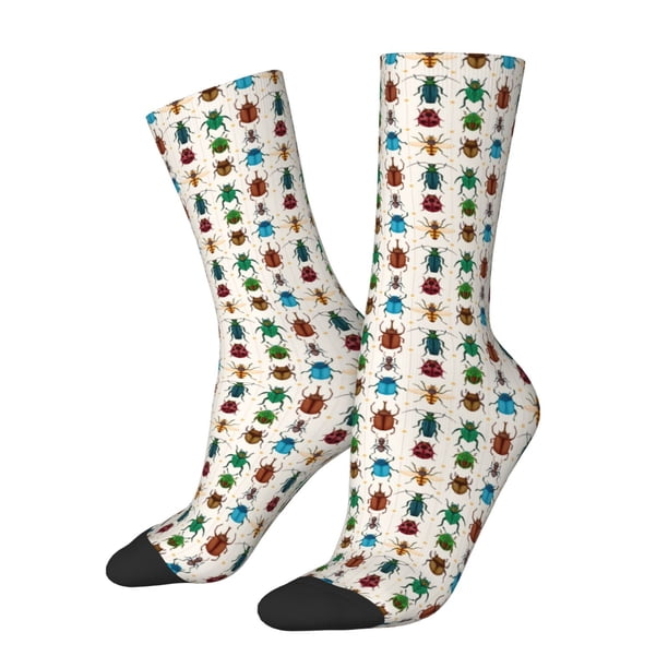 Fotbe Cartoon Insects Calcetas Largas con Estampado para Hombre y Mujer – Calcetas de Compresión Transpirables y Elásticas, Viajar y Uso Diario Talla 5-11