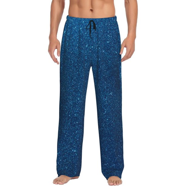 Fotbe Deep Blue Glitter Pantalones de Pijama para Hombre, Pantalones de Dormir, Pantalones de Casa con Cintura Ajustable y Bolsillos-3X-Large