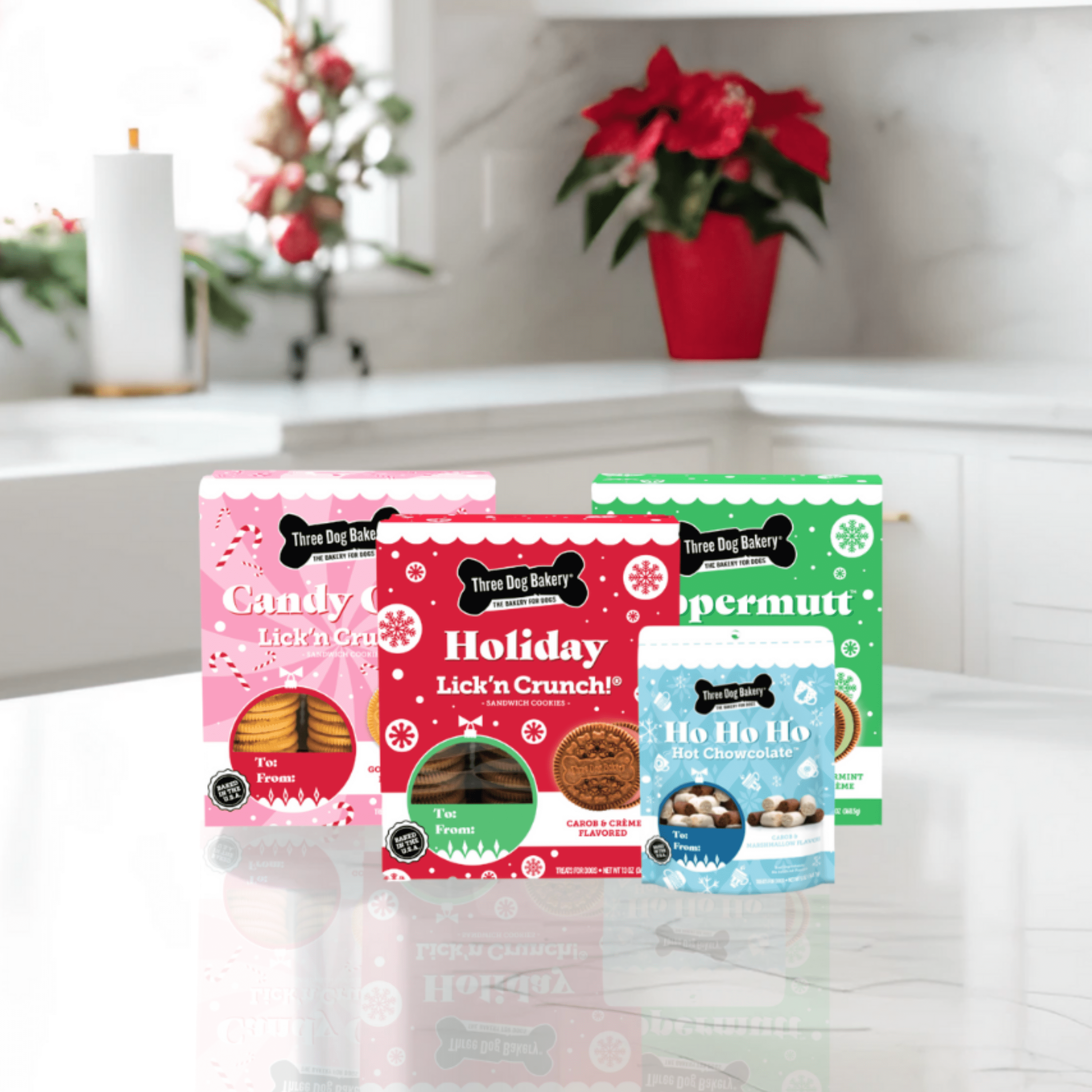 Three Dog Bakery Ho Ho Ho Hot Chowcolate Treats, Premium Treats for Dogs, 5 Ounces Each