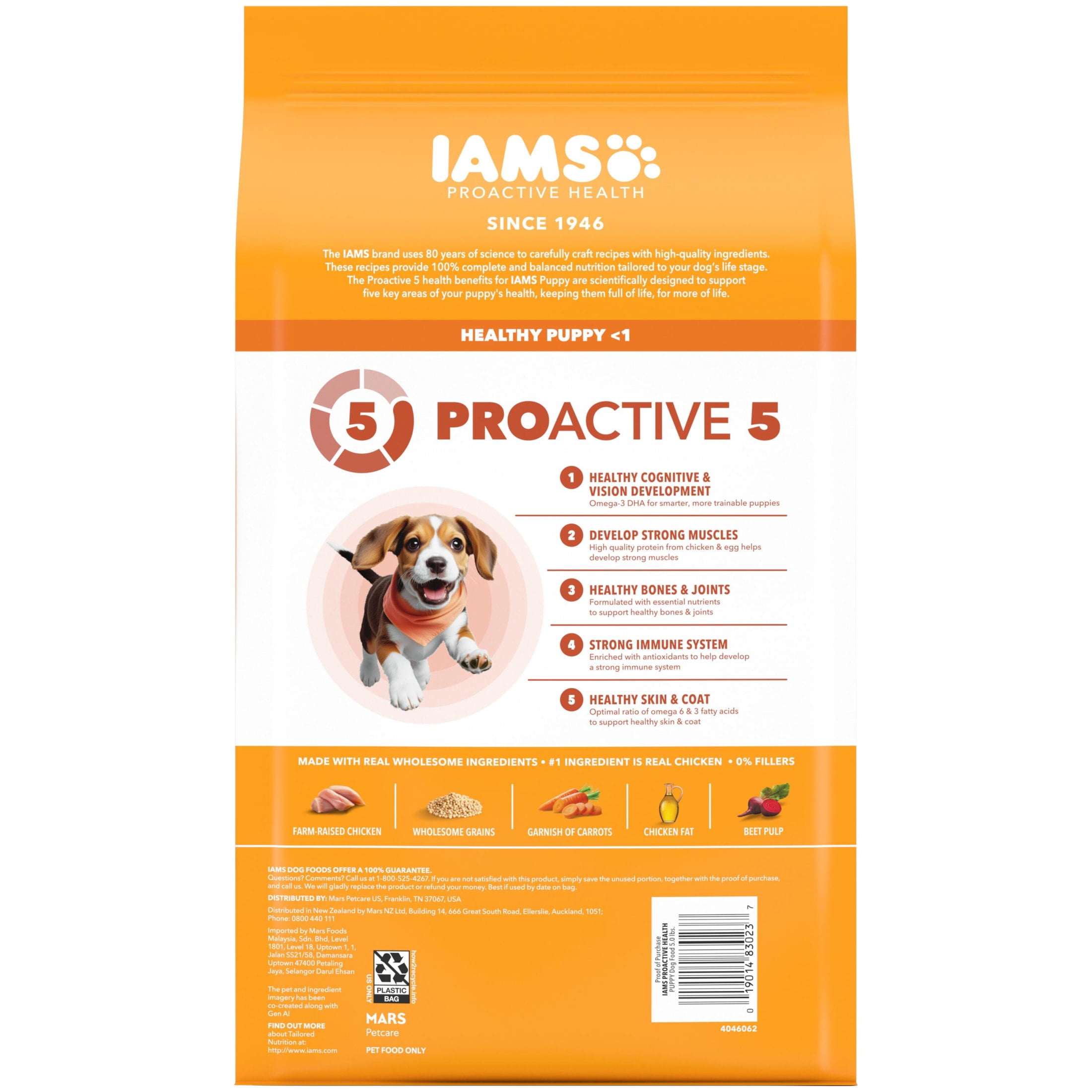 IAMS Proactive Health Puppy Food Dry Chicken, 5 lb Bags