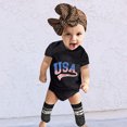 thumbnail image 5 of EnJoCho Toddler USA Letter Romper Baby Kids Unisex 4th of July Prints Short Sleeve Crewneck Bodysuit Independence Day Solid Black White Jumpsuit Summer Casual Home Crawl Cloths, 5 of 7