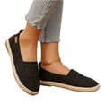 thumbnail image 4 of pwidon Women's Espadrille Flats Slip On Closed Toe Textured Glitter Linen Comfort Walking Casual Loafers Black 5.5, 4 of 5