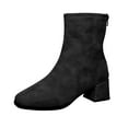 thumbnail image 2 of Aueoeo Women's Zipper Booties Chunky Stacked Heel Ankle Boots Low Heel Fashion Round Toe Boots Winter Spring Shoes Black, 2 of 4