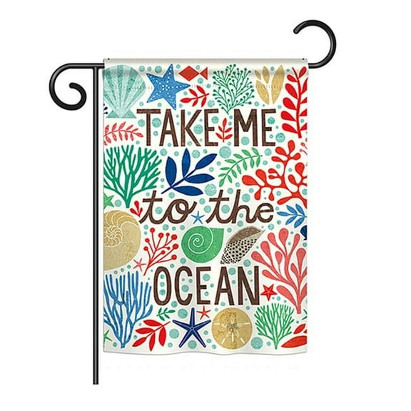 Breeze Decor BD-NA-G-107066-IP-BO-DS02-US 13 x 18.5 in. Take Me To The Ocean Coastal - Everyday Nautical Impressions, Decorative Vertical Garden Flag