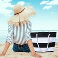thumbnail image 4 of Dezsed Tote Bag Tropical Summer Striped Beach Bag for Women Tote Bags Reusable Grocery Shoulder Bag with Zipper Pocket Black, 4 of 8