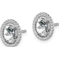 thumbnail image 2 of Sterling Silver Rhod-Plat White Topaz Oval Post Earrings (9.6 X 7.85) Made In Thailand qe14494apr, 2 of 5