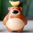 thumbnail image 4 of Wooden Bear Statue Decorative Figurine - Mini Wood Carving Animals Ornament, Creative Wood Desktop Decor for Shelf, Living Room, Office, Handcrafted Gift, 4 of 8