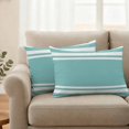 thumbnail image 2 of Outdoor Pillow Covers Modern White and Teal Stripes Waterproof Pillow Cases 20x12 Set of 2, Minimalist Art Throw Pillow Cover Pillowcase for Patio Balcony Couch Garden, 2 of 9