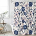thumbnail image 4 of Navy Blue Floral Bathroom Shower Curtains with 12 Hooks Polyester Waterproof Shower Curtain for Stalls and Bathtubs Vintage Watercolor Botanical Flower Leaf Decorative Bathroom Curtain 36x72 Inches, 4 of 9