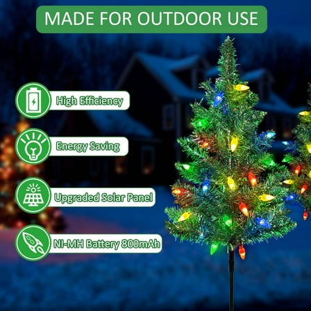 Upgraded 4-Pack Solar Christmas Garden Stake Lights, Decorative Xmas Tree Solar Christmas Yard Stake Outdoor Waterproof Pathway Lights for Garden Patio Yard Decorations