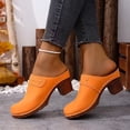 thumbnail image 3 of Dakaela Womens Mules Pumps Round Closed Toe Sandals Chunky Heeled Slides Clogs Slip on Casual Backless Loafers Shoes Size 6-10 Orange, 3 of 6