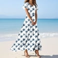 thumbnail image 2 of Daiosportswear Womens Floral Maxi Dress Short Sleeve Summer Boho Wedding Guest Dress Empire Waist Chiffon Modest Midi Dresses,Women'S Short-Sleeved Dress Multicolor-E XXXL(XXXL), 2 of 4