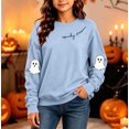thumbnail image 2 of Atogsazn Children's Girls Halloween Sweatshirt Kids Casual Oversized Ghost Print Long Sleeve Sweaters Fall Winter Tops Blue 14-15 Years Fashion, 2 of 8