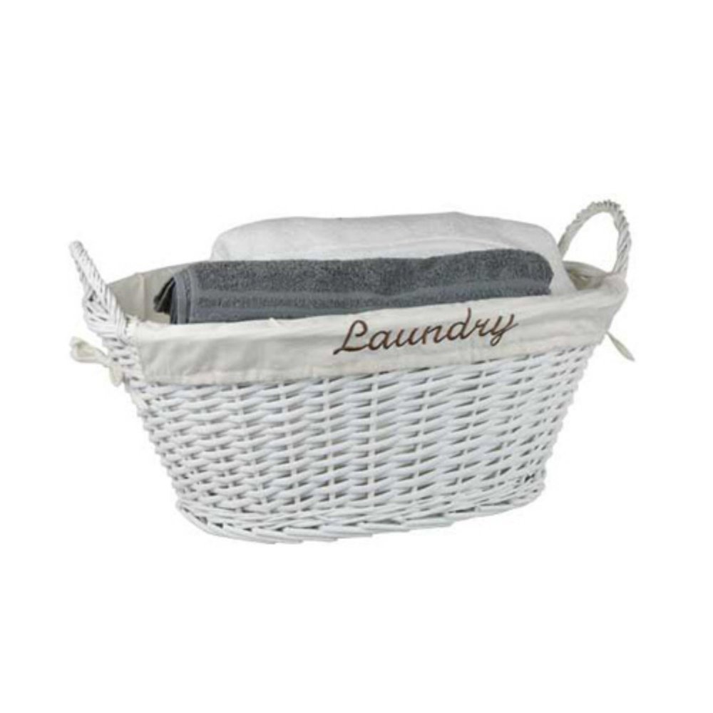 Home Basics Wicker Laundry Basket with Removable Liner