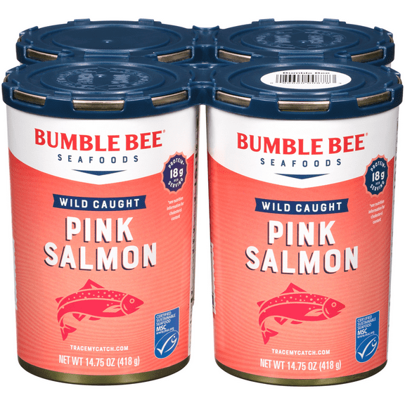 Bumble Bee Premium Wild Pink Canned Salmon, Pack of 4, 14.75 oz Can