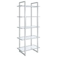thumbnail image 6 of Hartford 79-inch 5-shelf Glass Bookshelf Chrome, 6 of 10