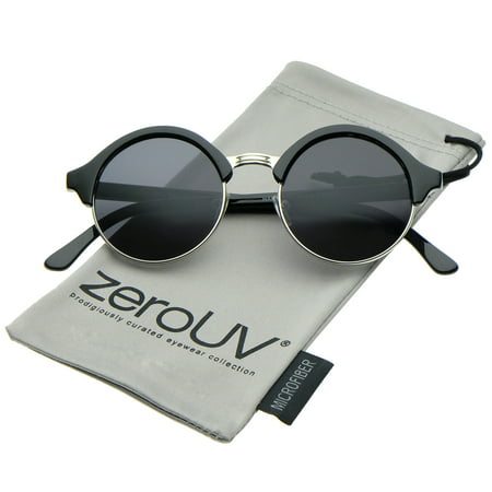zeroUV - Classic Semi-Rimless Metal Nose Bridge P3 Round Sunglasses 47mm - 47mm