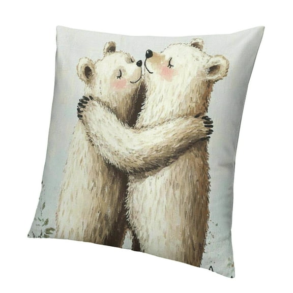 Patifu Funny Polar Bear Valentine Throw Pillow Cover Gifts for Polar Bear Lovers, I Love You More Than I Can Bear Decor Pillow Case, Valentine White Bear Decorative Square Pillowcase 12x12in