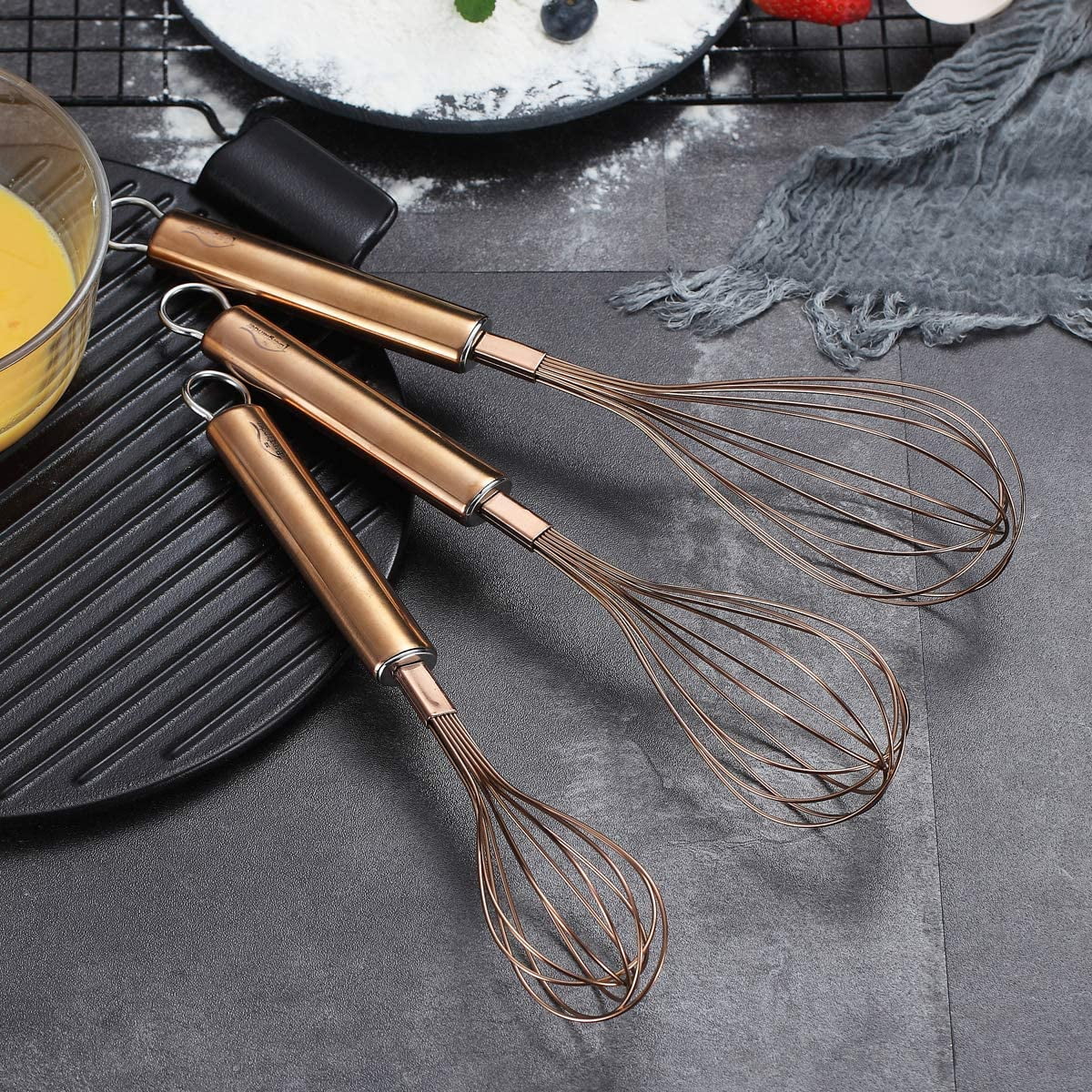 Erewa Mini Wire Whisks Set of 5 Pcs 7 Inches Small Stainless Steel Whisks  for Cooking