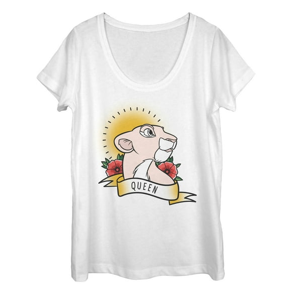 Women's Lion King Valentine Nala Queen  Scoop Neck White 2X Large