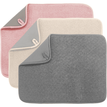 3 Pack Dish Drying Mat,Absorbent Microfiber Dish Drying Mat for Kitchen Counter,Dish Drying Pad,12 x 16 inch