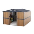 thumbnail image 2 of 10x12 FT Outdoor Steel Storage Shed with Lockable Doors & 2 Windows, Versatile Garden Shed for  Backyard, Patio StorageTools & Chicken Coop, 2 of 26