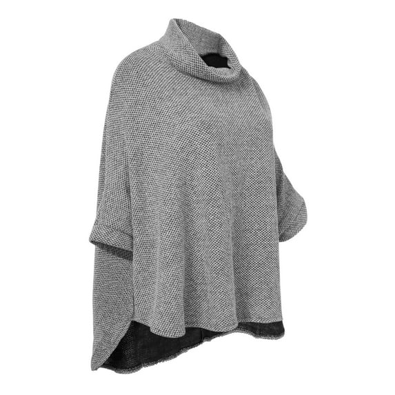FANNYC Women's High Neck Casual Sweater Irregular Cloak Bat Sleeve 100% Cotton Pullover Top Comfortable Temperament Girl Shawl Suitable Indoor Or Outdoor