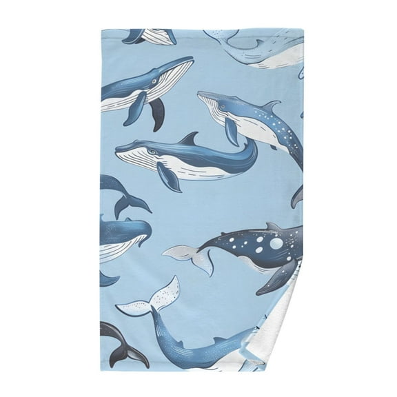 Whales Cotton Face Towels Absorbent Hand Towel Soft Bathroom Towel for Kitchen Hotel Decoration