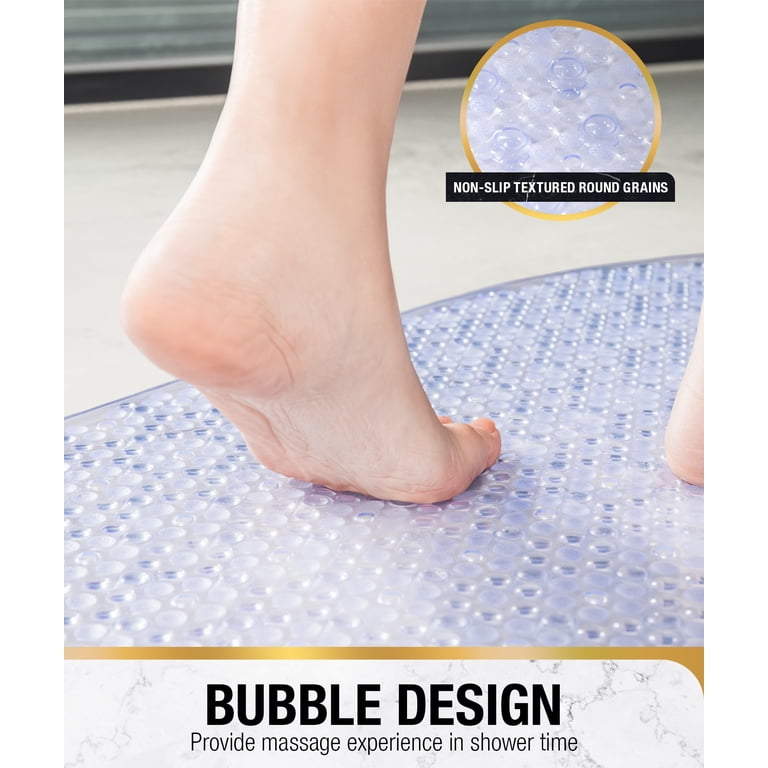 HITSLAM 35x16 Oval Non-Slip Bath Mat with Suction Cups, Clear photo 8