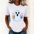 thumbnail image 4 of HOMBOM Womens Halloween Summer T Shirts White Crewneck Daily Short Sleeve Lightweight Fall Womens Pullover Vintage Tops,XL, 4 of 6