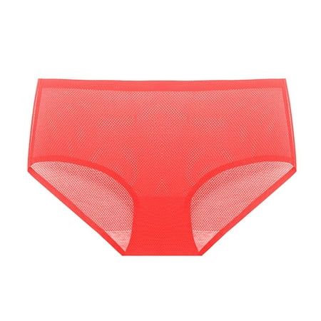

Fashion Underwear! Women s Underwear High Waist Ice Silk Seamless Breathable Briefs Panties Multipack L Red