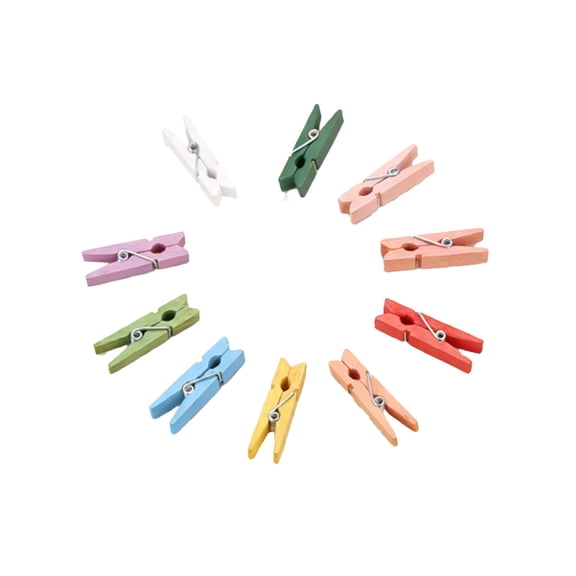 Japceit Colorful Wooden Mini Photo Clips, Rope Picture Hanging Display for Wall, Decorative Clip String for Polaroid Card Memo Home Office Decor