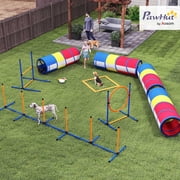 PawHut Dog Agility Training Equipment, 12-Piece Dog Obstacle Course with Adjustable Hurdle & Ring, 4 Tunnels, Weave Poles
