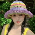 thumbnail image 3 of YooGuoGuo Japanese Instagram Rainbow Straw Woven Bucket Hat For Women's Summer Outdoor Vacation Sun Protection And Sunshade Hat, Beach Show Face Small Fisherman Hat, 3 of 9