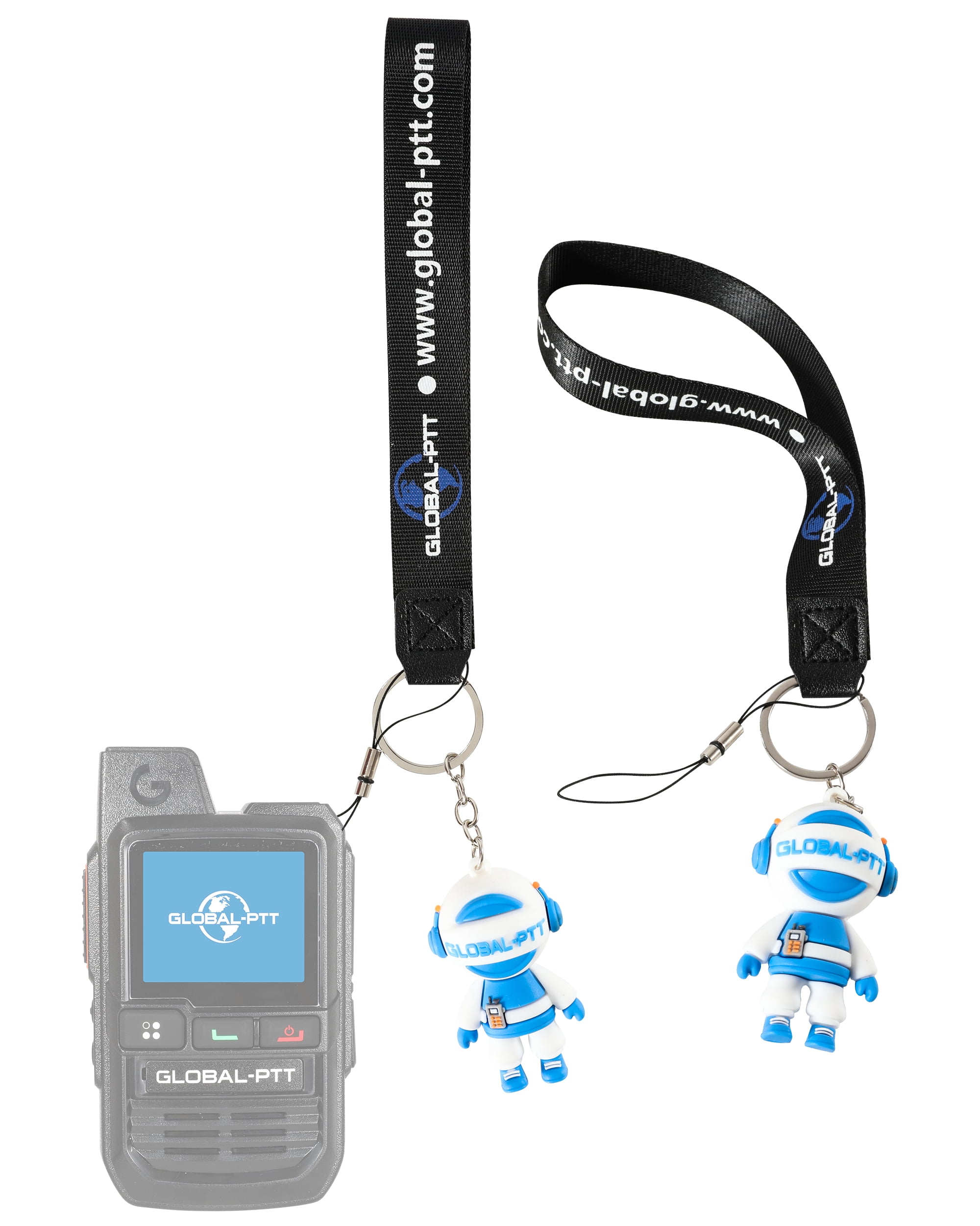 Global-PTT 2-Pack Lanyard for Mobile Walkie Talkie Two-Way Radios Case with Silicone Cartoon Figures – Durable Plastic Strap Perfect for Keys, Cameras Flashlights and More