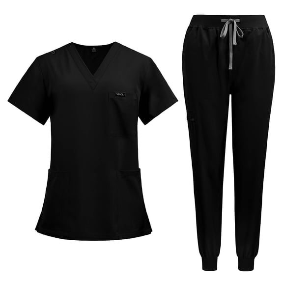 Niaahiaa Scrubs for Women Set Classic V-Neck Top and Yoga Jogger Pant Medical Nursing Uniform Scrubs Set Clearance