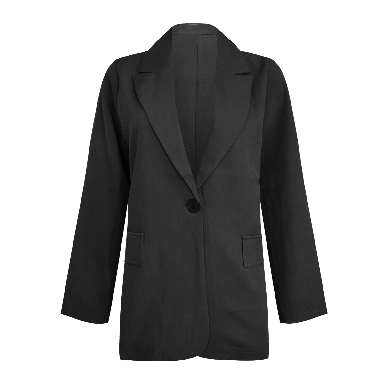 NIUREDLTD Women's Oversized Suit Jackets Long Sleeve Solid Color Fitted  Work Office Outerwear Lapel Single Button Blazer Jackets Coat Black 5XL 