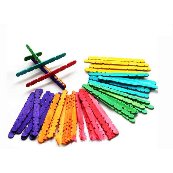 EXHUMKY Colorful Wooden Craft Sticks for Kids Playing Ideal for DIY Projects and Craft Activities 100pcs Assorted Colors