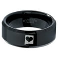 thumbnail image 2 of Tungsten New Mexico The Land of Enchantment State Heart Band Ring 8mm Men Women Comfort Fit Black Beveled Edge Polished, 2 of 4